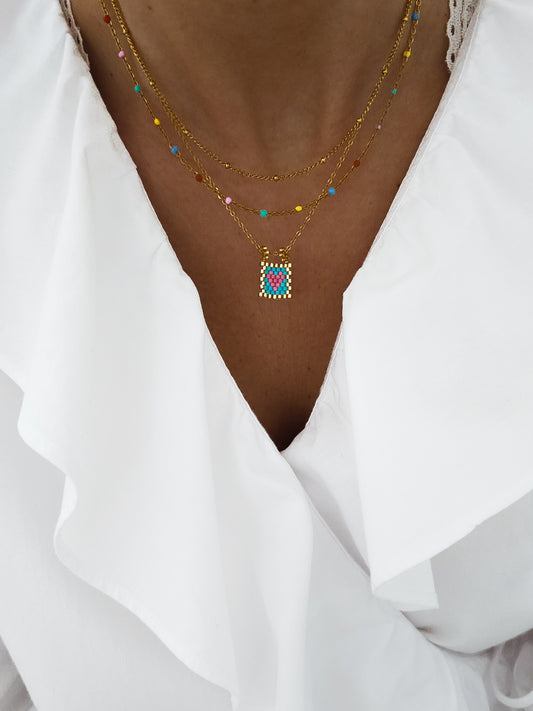 Colar Mini Crush | Turquesa + Rosa