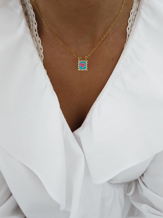 Colar Mini Crush | Turquesa + Rosa
